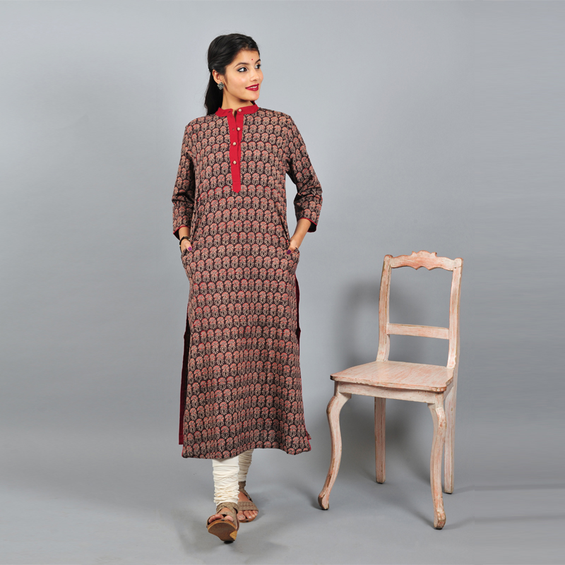 Ajrakh Hand Block Straight Kurta