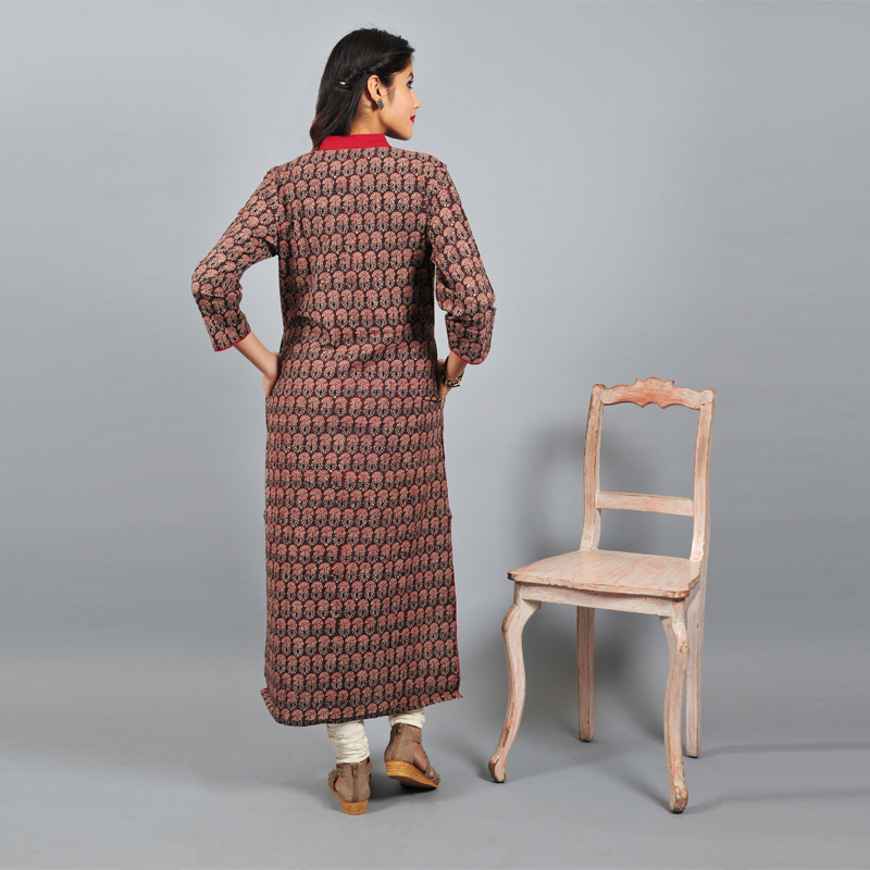 Ajrakh Hand Block Straight Kurta