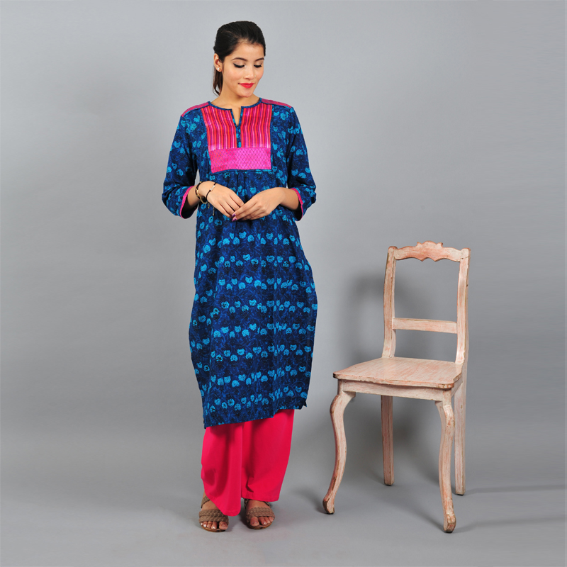 Mashru Emroidery Straight Kurta